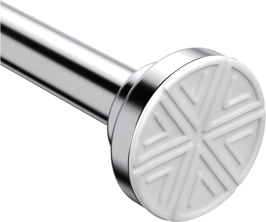 Silver Shower Curtain Rod 26110 Inch, Adjustable Spring Tension Curtain Rod No Drill, Stainless Steel Shower Rod Easy Install, Rustproof Tension Rod for Windows Bathroom Closet Kitchen Room Divider