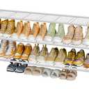3 Tier Shoe Rack for Closet, 46.5 Inch Extra Long Shoe Storage Organizer for Shelves, Heavy Duty Metal, Easy Assembly, White