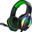 FC100 Gaming Headset with Microphone for PS4, PS5, Switch, Xbox, PC, Mac, Gamer Headset with RGB Light, Computer Headphones with Mic