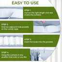 Curtain Pleat Tape - 12 Meters/13 Yards with 45 Stainless Steel 4 Prongs Hooks for DIY Pinch Pleat White