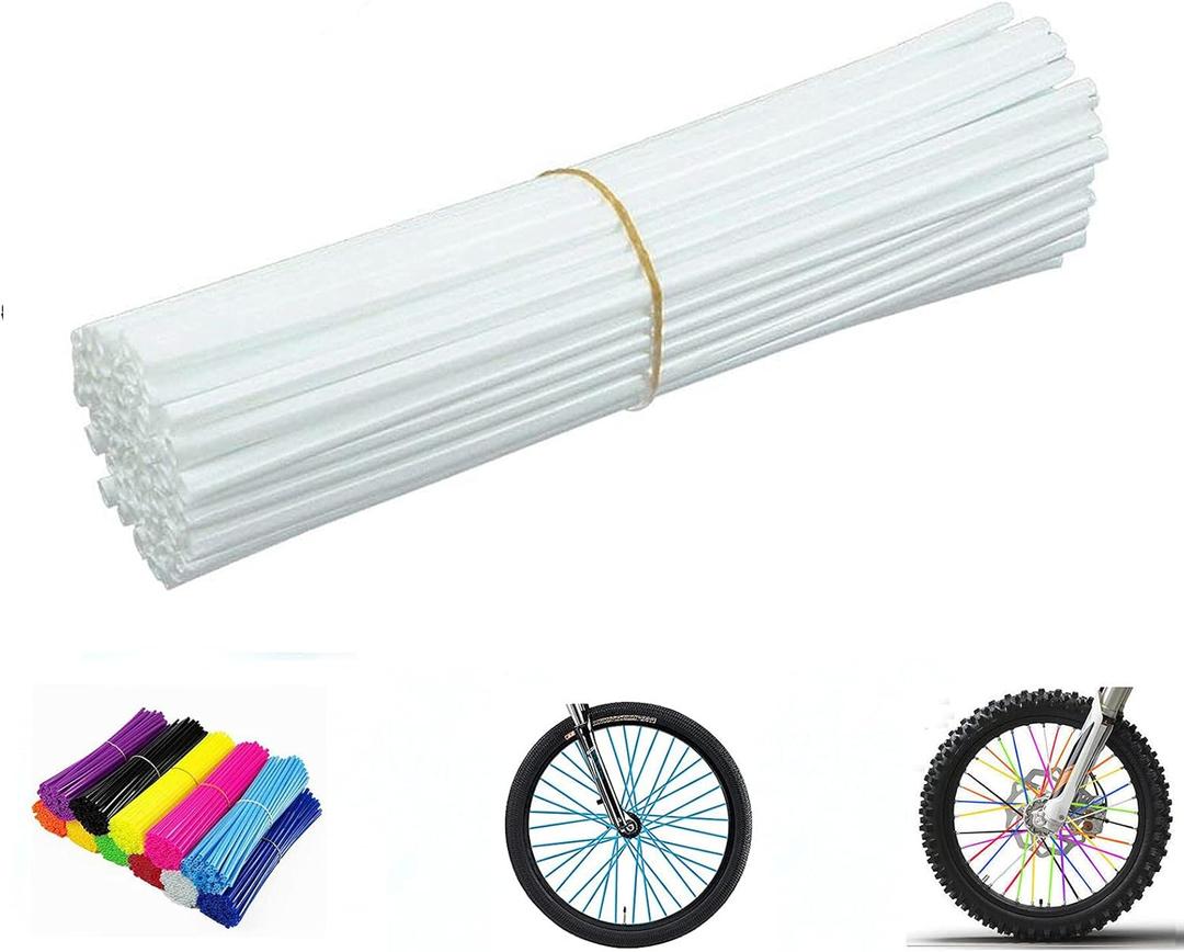 Spoke Skins Spoke Covers: 8-21 inch Rims Protector & Decoration for Dirt Bike | Bike | Bicycle | Wheelchair | Motorcycle - 72 Pack (white)