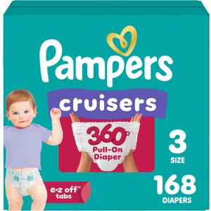 Pampers Diapers - Cruisers 360 - Size 3, 168 Count, Babyproof, up to 100% Leakproof Pull-On Diaper 