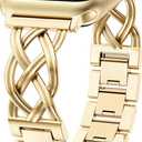 TOYOUTHS Dressy Bracelet Compatible with Apple Watch Bands 38/40/41/42/44/45/46/49mm Women, Celtic Stainless Steel Metal Fancy Nice Pretty Strap for iWatch Series 11 10 9 8 7 6 5 4 Ultra/SE 3 2 1 (Gold)