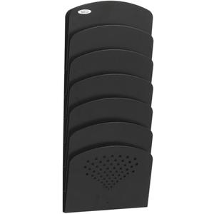 Safco Wall Mounted Literature Organizer, 7 Pocket Rack for Documents Paper Magazines and More, Steel, Black