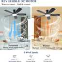JSAITEE Ceiling Fans with Lights, 42 Inch Low Profile Ceiling Fan with Light and Remote Control, Flush Mount, DC Reversible Motor, Noiseless, Black 6 Speeds Ceiling Fan for Bedroom