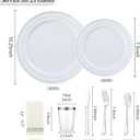 175 PCS Silver Dinnerware Set for 25 Guests, Silver Rimmed Heavy Duty Plastic Disposable Plates for Party Wedding with 25 Dinner Plates,Dessert Plates, Silverware Set, Cups, Napkins