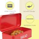 Home Basics Grove Bread Box For Kitchen Counter Dry Food Storage Container, Bread Bin, Store Bread Loaf, Dinner Rolls, Pastries, Baked Goods & More, Retro Vintage Design, Red