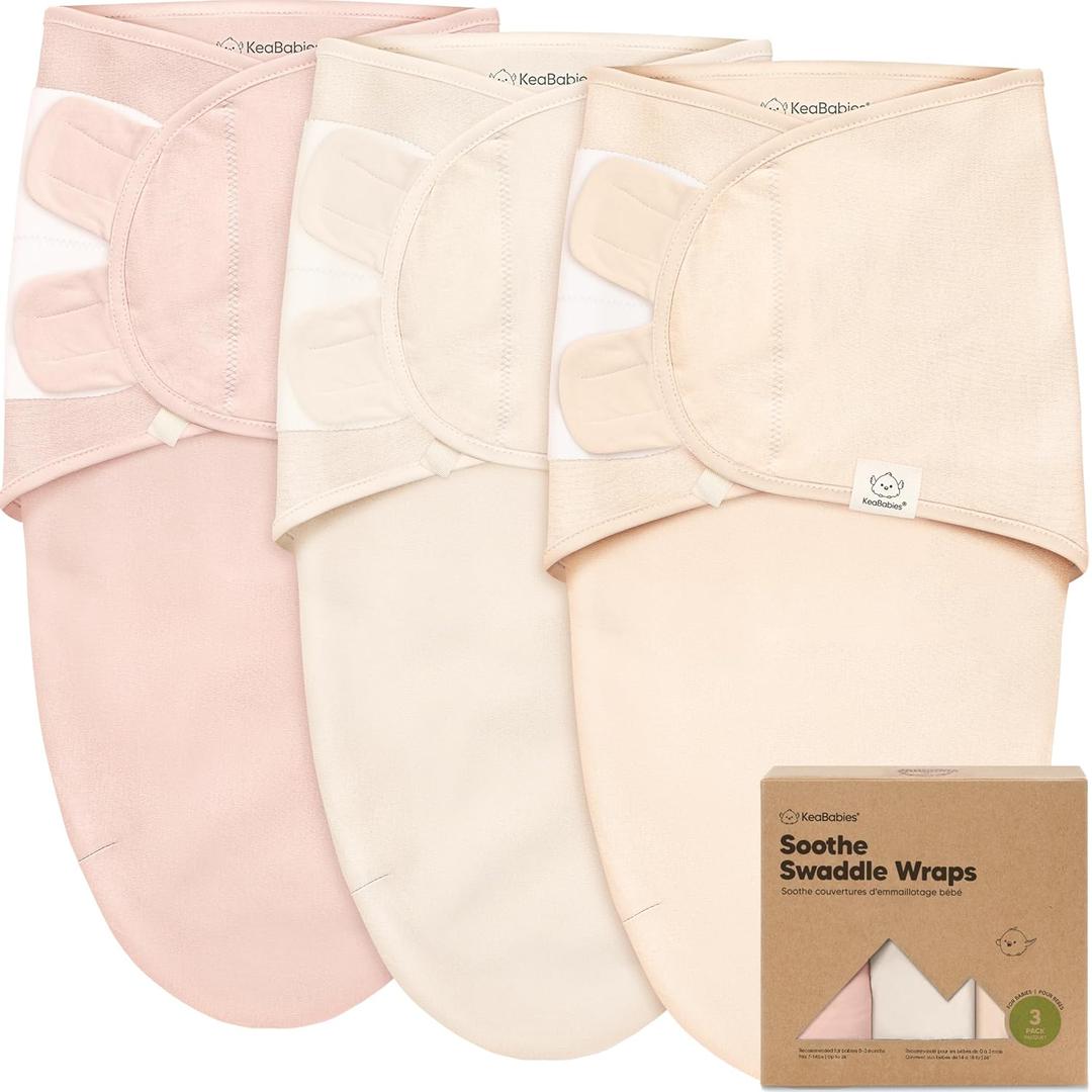 KeaBabies 3-Pack Organic Baby Swaddle Sleep Sacks - Swaddles for Newborns, Infant 0-3 Months, Baby Girls, Boys, Soft & Snug Newborn Sleep Sack, Nursery Swaddling Blankets (Angelic)