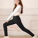 TODDOR 3 Pack Girls Winter Fleece Lined Leggings Stretchy Solid Velvet Pants Warm and Soft Tights for Kids (10-12 Years, Black, Navy, Hot Pink)