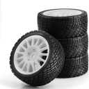 1/10 RC Rally Car Tires 12mm Hex Plastic Wheels Rims & On Road Tyres for 1/10 Scale RC Rally Racing Car Tamiya XV01 XV02 TA06 TT01 TT02 PTG2 144001 A959 HPI KYOSHO RC On-Road Car 4PCS (White)