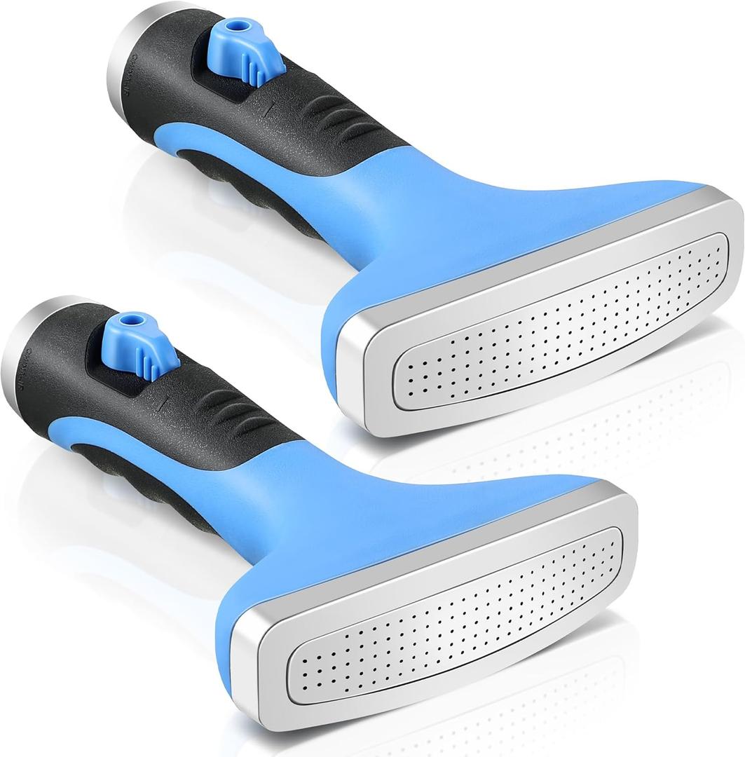 Dreyoo Fan Spray Nozzle for Garden Hose, Heavy Duty Garden Hose Head Spray for Watering Wand with Flow Control and Ergonomic Insulated Grip, Blue (Pack of 2)