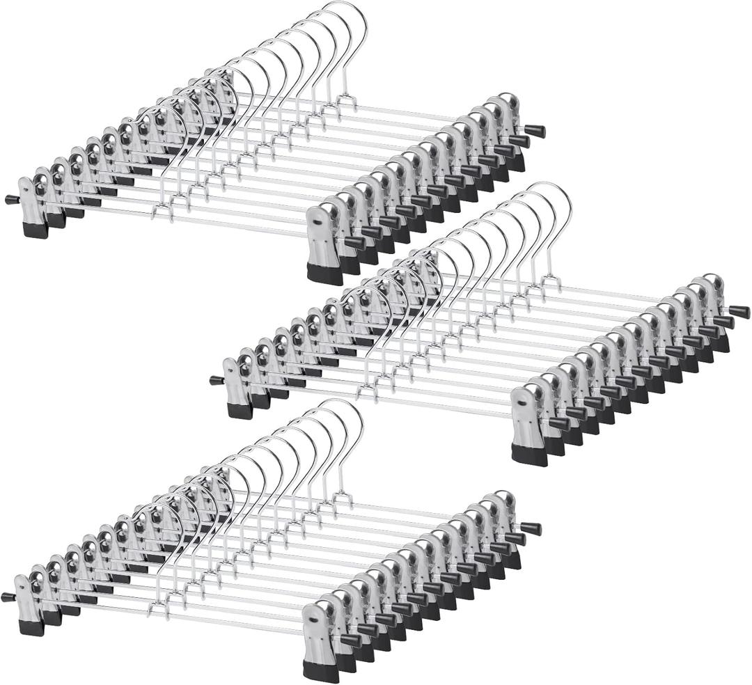 GoodtoU Pants Hangers, 50 Pack Skirt Hangers with Adjustable Clips for Men Women Kids Pants Shorts Trouser Jeans Clothes