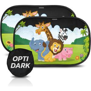 Car Window Shade for Baby with Certified UV-Protection 2 Pack - 20"x12" (Safari)