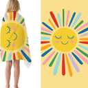 Sun Beach Towel for Kid 30 X 60 Inch Cute Coloful Sun Microfiber Pool Towel Absorbent Quick Dry Beach Towel Sand Free Blanket for Boys Girls Summer Pool Party Supplie Bath Sport Travel for Kids Gift