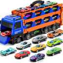 Large Truck Toys for Toddlers 1-3 2-4 3-5 4-7 Years Old Boys Kids, Transport Truck with 24 Pcs Die-Cast Cars, Toy Gifts for 3 4 5 6 Year Old Boys, Toddler Gift Toys for Ages 3-5 4-7