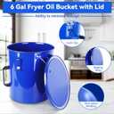 Fryer Grease Bucket, 6 Gallon Oil Disposal Caddy with Rustproof Coating, Steel Oil Bucket with Lid, Lock Clips and Handle, Oil Transport Container with Strainer Bags
