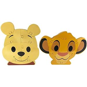 Disney Wooden Toys 2-Pack Character Head Puzzle, Winnie the Pooh and Simba, Kids Toys for Ages 18 Month