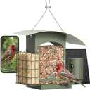 Birdfy Smart Bird Feeder with Camera Solar Powered, 1080P Metal Hanging Bird Feeder with AI Bird Recognition, Instant Alerts & Slow Motion, Gift for Bird Lovers