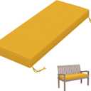 Outdoor Bench Cushion 48 X 18 X 3.5 Inch Thick Waterproof Patio Furniture Cushions, Patio Porch Swing Replacement Seat Pad with Tie Straps and Anti-Slip, for Backyard Garden, Yellow