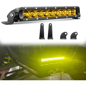 Chelhead UTV Led Light Bar, 11 Inch Single Row Yellow Spot Led Off Road Driving Lights Compatible with RZR XP Turbo, Can Am Maverick X3, Yamaha, Tractor for Hood, Bumper, Grille Lights