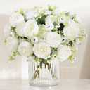 MARTINE MALL 4 Packs Peonies Artificial Flowers, White Artificial Peonies, Silk Peonies Flowers Fake Peonies Artificial Flowers Peonies Bouquet for Centerpiece Table Wedding Party Home Decor