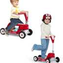Radio Flyer Scoot 2 Scooter, Blue/Red/Pink, for Kids Ages 1-4, Ride On Toy or 4-Wheel Kids Scooter, Durable Wheels and Frame, Converts Easily with Flip Deck, Toddler Ride On Toys, Classic Red