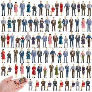 Juexica 200 Pcs 1: 75 Scale Mini People Figurines Model Trains Architectural Painted People Figures Tiny Plastic Miniature Figurines Sitting Standing Model for Miniature Scenes Museum Project