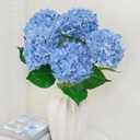 6 Pcs Real Touch Blue Hydrangea Artificial Flowers with Stems, Fake Silk Flowers for Outdoors, Artificial Flowers for Home Decor Wedding Bouquets Centerpieces Vase