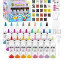 Pack Of 2 24 Colors Tie Dye Kit, Tie Dye Set for Kids, Pre-Filled Bottles, Non Toxic Permanent Fabric Dye Art Set, Easy DIY Fabric Art - Create Fun (24 Colors)