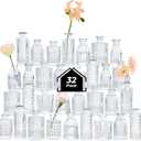 ComSaf Glass Bud Vases Set of 32, Small Clear Bud Vases in Bulk, Mini Flowers Vases for Centerpieces, Vintage Bottle Set for Table Decorations, Wedding Decor, Recepetion, Home, (Clear)
