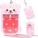 Dog Silicone Case for Touchland Hand Sanitizer Spray with Keychain, Compatible with Power Mist & Glow Mist 1 FL Oz/30ML for Touchland Case, Cute Travel Cover Sleeve (Pink)