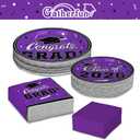 Graduation Party Plates and Napkins Gatherfun 2026 Graduation Party Supplies Purple Disposable Paper Plates Luncheon Cocktail Napkin for Congrats Grad Decorations, Serve 50