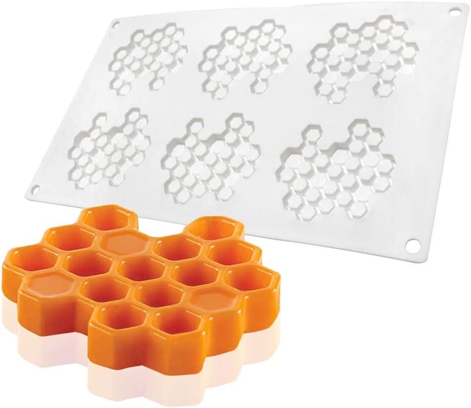 Silicone Honeycomb Molds 3D Honeycomb Bees Lace Mat Fondant Mold Lace Pad Baking Cake Chocolate Candy Mold for Cupcake Decorating Tools Kitchen (Honeycomb_11.84 x 6.92 x 0.36 inches)