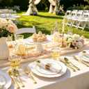 700 Piece White and Gold Plastic Dinnerware Set for 100 Guests