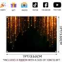 Black and Golden Backdrop 7x5ft Polyester Glitter Backdrop Masquerade Decorations Vintage Photo Booth for Family Birthday Party Photo Studio with Ribbon