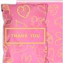 Thank You Poly Mailers 10x13 Inch 100 Pcs - Heart printed Shipping Bags, 2.4mil Thickness, Waterproof and Tear Resistant Mailing Envelopes, Self-Sealing Packaging Bags for Clothing
