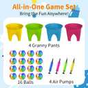 Granny Pants Outdoor Game with 4 Bouncy Balls, Giant Yard Toss Game for Teens & Adults, Hilarious Outdoor Party Relay Game, Team Building Lawn Field Game Set for BBQ, Family Reunion