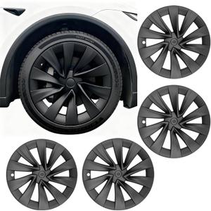 KAVANIC 4PCS Hubcaps Fits for Tesla Model Y Juniper 20inch 2025 2026, 20 Inch Matte Black Helix 2.0