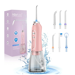 Water Dental Flosser Teeth Cleaner Pick, H2ofloss Cordless Portable Oral Irrigator,5 Mode IPX7 Waterproof Teeth Picks 300ML Rechargeable WaterFlosser for Home Travel (Pink)