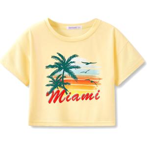 Stylish Graffiti/Butterfly/Tropical Crop Top for Little & Big Girls - Cool Summer T-Shirt Clothes Size 12-14