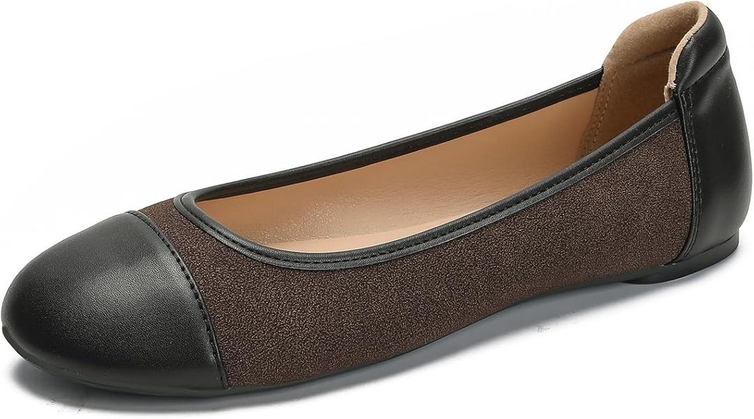 Ballet Flats Shoes for Women Round Toe Comfortable Womens Flats Slip On Dress Shoes Classic Black Work Flats for Women Casual Ballet Shoes, Size 6.5