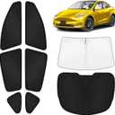 KUST Car Window Shades for Tesla Model Y Juniper 2025-2026 Windshield Sun Shade Side Window Cover UV Block Privacy Protection Accessories for Camping Blackout Rear Back Full Set 8PCS