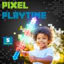 Fun Central 2-Pack LED 24 Light-Up Blue Pixel 8-Bit Toy Swords for Kids Flashing Light Set, Gamer Stocking Stuffers & Party Accessories