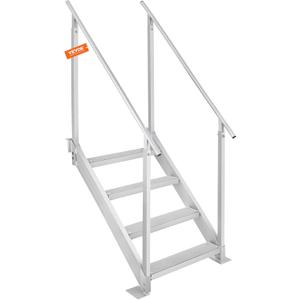 VEVOR Dock Ladder with Rubber Mat, Dock Steps 30"-39" Adjustable Height, Dock Stairs Aluminum 4 Step, Each Step 22" x 4", 500Lbs Load, for Lake, Marine Boarding, Pool