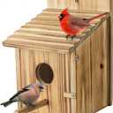 Wood Bird Houses for Outside with Pole Wooden Bird House for Finch Bluebird Cardinals Hanging Birdhouse Clearance Garden Country Cottages