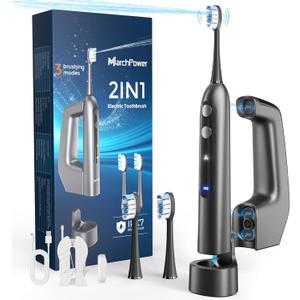 Innovation 3-in-1 Electric Toothbrush with Water Flosser Combo, Sweeping Oscillation, Flossing, Vibration(Muse Design Gold Winner) Cordless Flossing Toothbrush for Travel | Magnetic Tank | Smart Timer