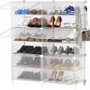AWTATOS Shoe Rack, 6 Tier Shoe Storage Cabinet with Door, 24 Pair Shoe Organizer Shelves for Closet Hallway Bedroom Entryway, Transparent Twill
