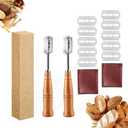 Pack of 2, AMZQWERT Professional Bread Lame Dough Scoring Tool,Bread Scorer,Sourdough Scoring Knife for Bread Baking with Ergonomic Wood Handle,10 Blades, Leather Protector Cover