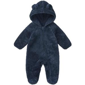 pureborn Newborn Baby Fleece Footed Jumpsuit Hooded Pramsuit Winter Snowsuit for Infant Boys Girls 0-3 Months