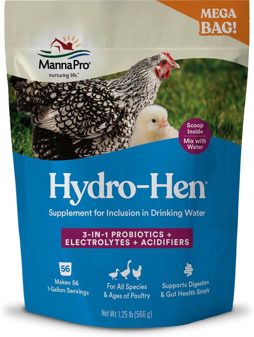 Manna Pro Hydro-Hen Chicken Electrolyte & Probiotic for Poultry, 20 oz